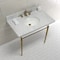Fauceture KVPB3622M87 36" Console Sink with Brass Legs (8-Inch, 3 Hole), Marble White/Brushed Brass KVPB3622M87 - alternate 3